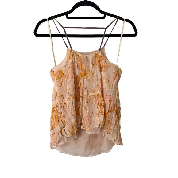 ANTHROPOLOGIE HD In Paris Joselyn Chiffon Watercolor Floral Cami Blouse Small - Picture 5 of 6